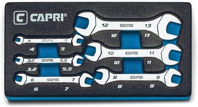 Mini Moersleutelset - Steeksleutels Metrisch - Krappe Ruimtes - 50% Korter 40% Slanker - 3.2 tot 13 mm - Chroom