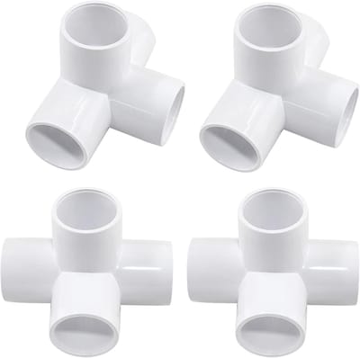 PVC Fitting Elleboog - 4 Weg Connector - Meubels Bouwen - Slagvast Materiaal - 3/4 Inch - Wit