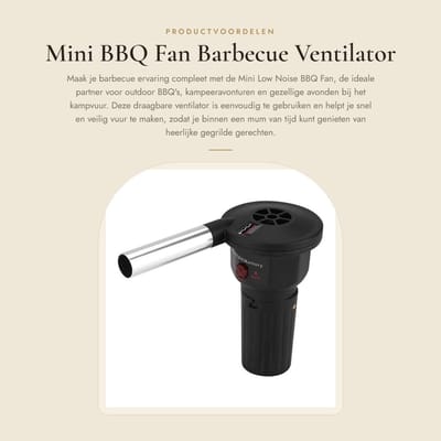 Dailygoods Mini BBQ Fan - Barbecue Ventilator - Handheld en Draagbaar - Zwart - Perfect voor Buiten - Gemakkelijk Vuur Maken - Ideaal voor Camping