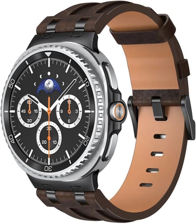 Strap-it Solide leren bandje geschikt voor Samsung Galaxy Watch 9 (40/44mm) / Watch 8 (40/44mm) / 8 Classic (46mm) – comfortabel, verstelbaar, premium design – Coffee Brown