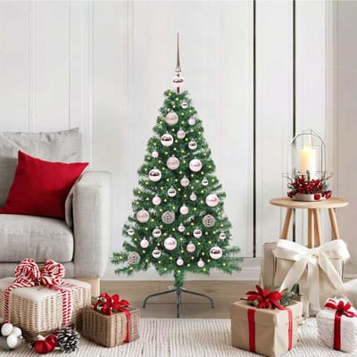 vidaXL - Kunststof - Voorverlichte - Kerstboom - met - 150 - LED - Groen - 120 - cm - PVC