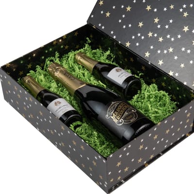 Kerst magneetdoos Stars Zwart - 35x25x10cm - 25 stuks