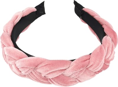 Haarband Diadeem 4cm – Gevlochten - Velvet Stof – Roze - Comfortabel voor Dames & Meisjes - Universele Maat