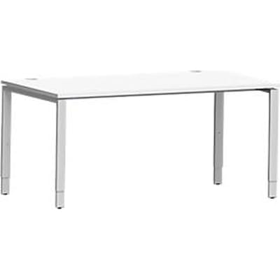 Schäfer Shop Genius bureau Modena Flex, rechthoekig, 4-poots buis, B 1600 x D 800 x H 650-850 mm, wit/wit aluminium