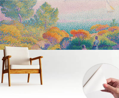 Wallfluent Zelfklevend Behang - Kustlandschap Zelfklevend fotobehang - 250x104 cm - Blauw Zelfklevend Behang - Peel-and-stick techniek - Voor de woonkamer, voor het kantoor, voor de slaapkamer Zelfklevend Behang