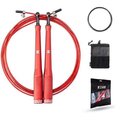 ZEUZ Professioneel Springtouw voor CrossFit & Fitness – Verstelbaar – Speed Rope – Volwassenen – SR-2 - Rood