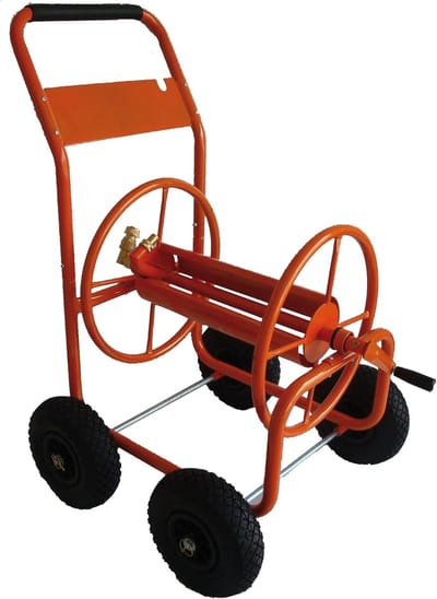 Slangenwagen - Haspel Professioneel - Tuin Beregening - Vier Luchtbanden - 100 Meter - Beige
