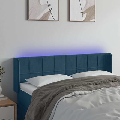 vidaXL - Hoofdbord - LED - 147x16x78/88 - cm - fluweel - donkerblauw