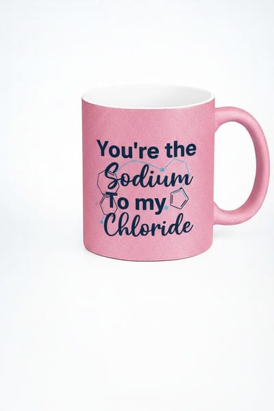 Mok 'You're the Sodium To my Chloride' - Romantische Chemische Liefdesmok - Roze Glitter Cadeau