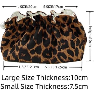 Trousse de maquillage tendance pour femmes avec fermeture éclair et perles, grande capacité, trousse de toilette, organisateur de voyage, pochette à imprimé léopard, sacs de maquillage, cadeau marron