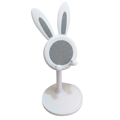 Witte telefoon houder standaard dames en heren – konijn bureau telefoon standaard met verstelbare hoogte – ronde antislip houder met oren design