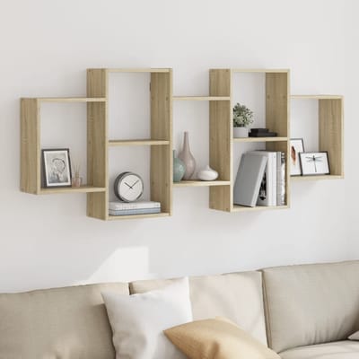 vidaXL - Wandschap - 159x18x65 - cm - bewerkt - hout - sonoma - eikenkleurig