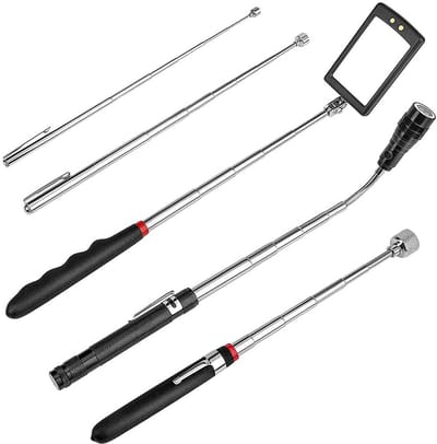 SPHProducts - Telescopische Magnetische Pickup Tool - Uitschuifbare Magneet Stick - 5 Stuks - Inspectiespiegel met Licht - Telecopische Zaklamp - Gesc
