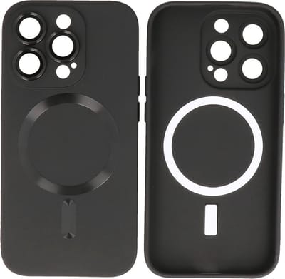 Hoesje Geschikt voor iPhone 12 Pro Max - Back Cover - MagSafe Hoesje met Camera Beschermer - Zwart