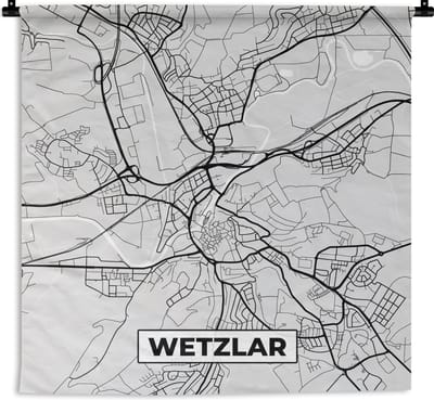 Wandkleed - Wanddoek - Kaart - Duitsland - Plattegrond - Stadskaart - Wetzlar - 180x180 cm - Wandtapijt