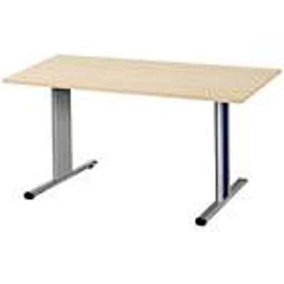 Schäfer Shop  Select Planova vergadertafel, rechthoekig, 1400 x 800 mm, ahorndecor, accentlijsten gentiaanblauw