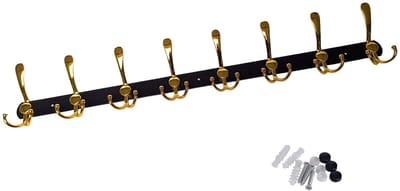 Hoexs Wandkapstok Goud Zwart – 24 Haken – 75cm – Metaal – Inclusief Bevestigingsmateriaal