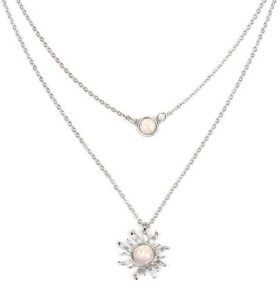 Ketting met Zon / Maan duo ketting zilverkleur.