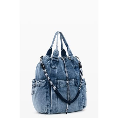 Desigual rugzak handtas Jackdenim Globe Backpack Denim Raw blauw