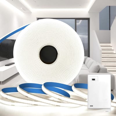 Led strip op batterij - Lichtketting COB strip - Indirecte verlichting - Gelijkmatige verlichting - 1 meter - Wit