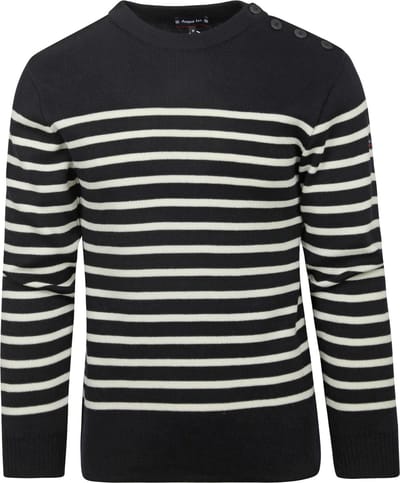 Armor-Lux Paimpol Trui Wol Strepen Navy - Maat M - Heren