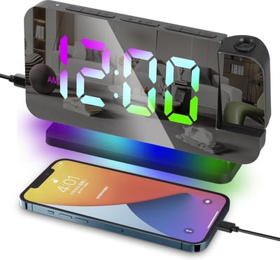Digitale Wekker met 180° Draaibare Projector en Instelbare RGB Nachtlamp