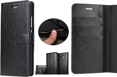 Hoesje geschikt voor Samsung Galaxy S7 - Kunstleren Portemonnee Hoesje Zwart - Kunstlederen Wallet Case TPU - Book Case - Flip Cover - Klap - 360 beschermend Telefoonhoesje