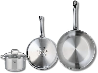 Set van 2 Koekenpannen 24 en 28 cm en 1 kookpan 14 cm Elo Profi Citrin