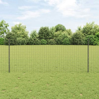vidaXL - Euro-hek - met - palen - 10 - x - 1 - m - PVC-Coated - Staal - Grijs - Mesh