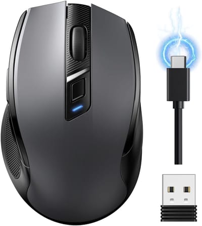SNJY® Draadloze Muis - Muis Draadloos - Ergonomische Muis - 2.4 GHz - 4000 DPI - Grijs