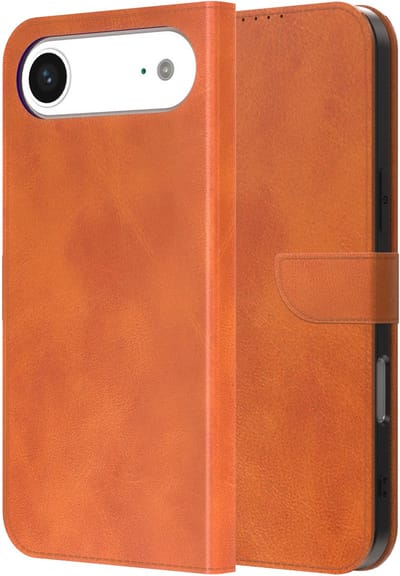 Geschikt voor iPhone 17 Air Telefoonhoesje Kunstleer met Magnetisch lipje en Pasjeshouder Book Case met Klepje - Walletcase with Cardslot - Bruin - Smartphonica geschikt voor iPhone 17 Air