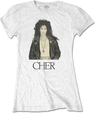 Cher - Leather Jacket Dames T-shirt - XL - Wit