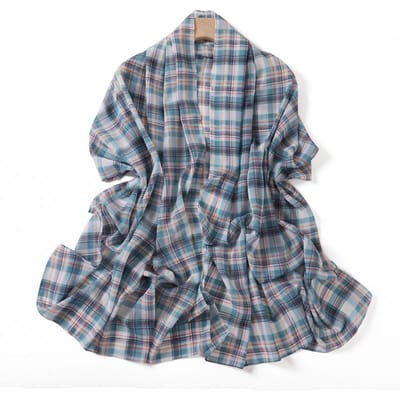 175*70cm Geruite Print Islamitische Lange Chiffon Sjaal Wikkelsjaal Moslim Vrouwen Hijabs Sjaal Ramadan Vrouw gray
