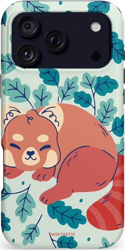 Casetastic hoesje geschikt voor Apple iPhone 17 Pro Max - MagSafe - Dubbellaagse bescherming - Rode panda avonturen - Fashion Case - Lichtgrijs Petrol Koraal Mintgroen