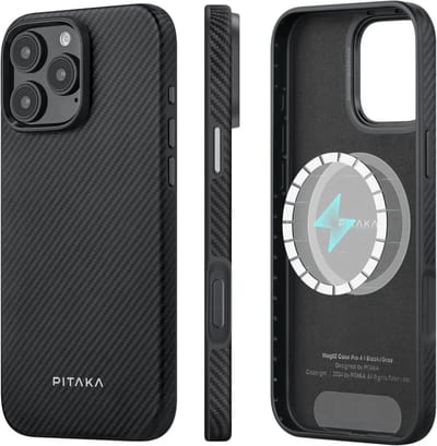 PITAKA MagEZ Pro 4 Military-Grade Hoesje Geschikt voor Apple iPhone 16 Pro - Compatibel met MagSafe - Back Cover 600D Aramidevezels - Zwart