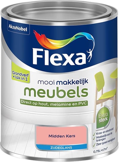 Flexa - Mooi Makkelijk Meubels Zijdeglans - Midden Kers - Mengverf - 750 Ml