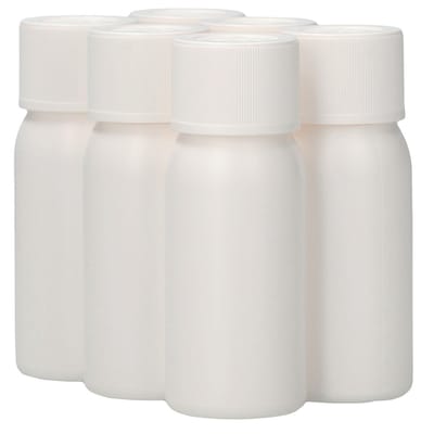 6 x 50 ml ronde fles HDPE wit + Kindveiligedop wit - BPA Vrij - Niet Breekbaar - Plastic Flesjes Navulbaar - Met Dop - Lege Flessen - 6 stuks
