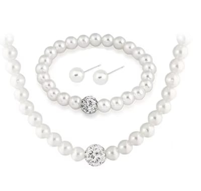 Budget- 3- Delig- synthetische parel -set- strass - Trouwen-Charme Bijoux