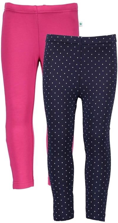 Blue Seven - 2 PACK Leggings - Biologische katoen - Navy met witte stip - Donkerroze - Maat 92
