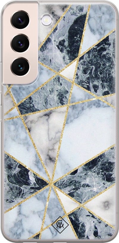 Casimoda® hoesje - Geschikt voor Samsung S22 Plus - Marmer Blauw - Backcover - Siliconen/TPU - Blauw