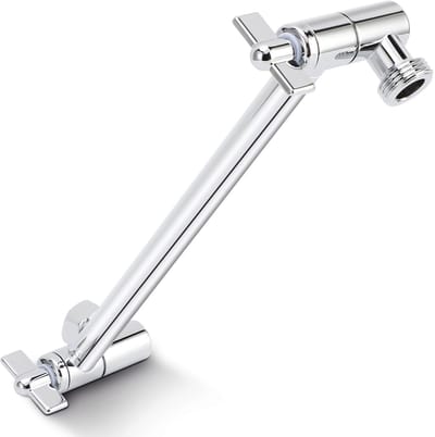 Dailygoods- Uitbreidingsarm 25,4 cm Verstelbaar - Douchekop Verlengarm - Roestvrij Staal - Gereedschapsvrije Installatie - Chroom Afwerking - 360° Verstelbaar - Douchearm
