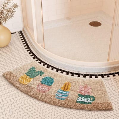 Gebogen Absorberende Vloermat Waaier-vormig Tapijt Douchekamer Deurmat Toilet Toilet Pedaalmat Badkamer Antislipmat 42 * 100cm [Imitation Cashmere Thick]