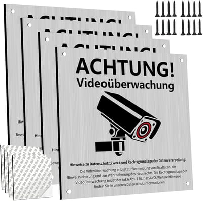 4 Stuks Videobewakingsbordjes 15x15 cm - Duidelijke Veiligheidswaarschuwing