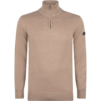 Presly & Sun Trui Lewis Zip Knitted Pullover  Beige