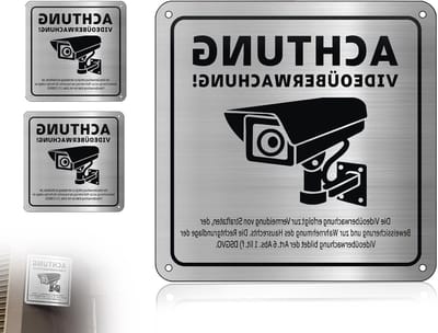Video Surveillance Sign - 2 Stuks Aluminium Beveiligingscamera Waarschuwingsbord, Zelfklevend en Met GDPR Waarschuwing, Ideaal voor Beveiliging en Toezicht (15 x 15 cm)