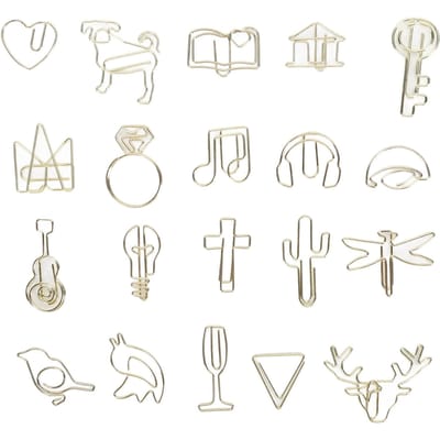 100 stuks Paperclip Gouden Serie Metaal Elektroplating Verwerking Roestvrij Creatief 20 Vormen Papier white