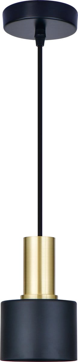 LETT® Nuno Hanglamp - Ø 10 x 16 cm - E27 - Mat Zwart / Goud Messing