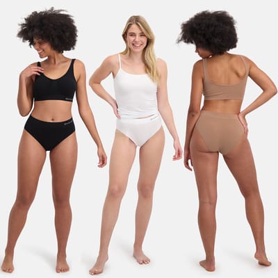 Bamboo Basics Naadloze Slip Belle - 3-pack - Zwarte, Witte en Tan Slip - Maat S - Bamboe Ondergoed Dames Naadloos - Bamboe Slips