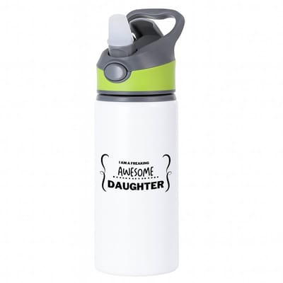 Hacebo® - I am a freaking awesome daughter waterfles met rietje groen - Dochter - beste dochter - liefste dochter - verjaardag - cadeau - kado - bedankje - geschenk - water fles - 650ML