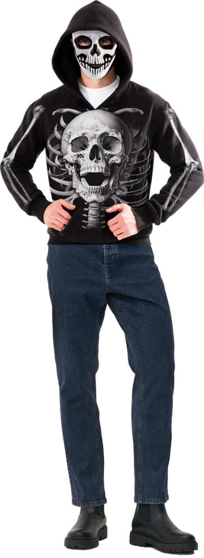 Skelet hoodie met masker maat L